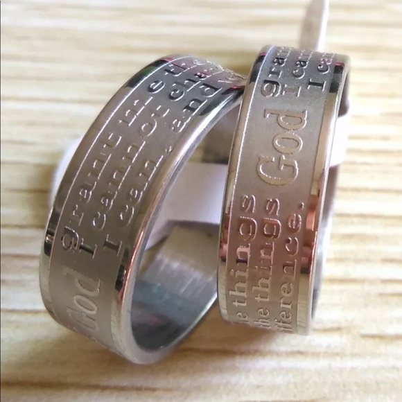 Unisex Serenity Prayer Stainless Ring - Picture 2 of 6